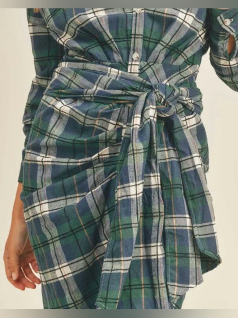 Hunter Plaid Green Midi Dress - Picture 2 of 4